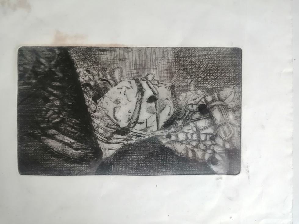 a black and white drawing on a piece of paper